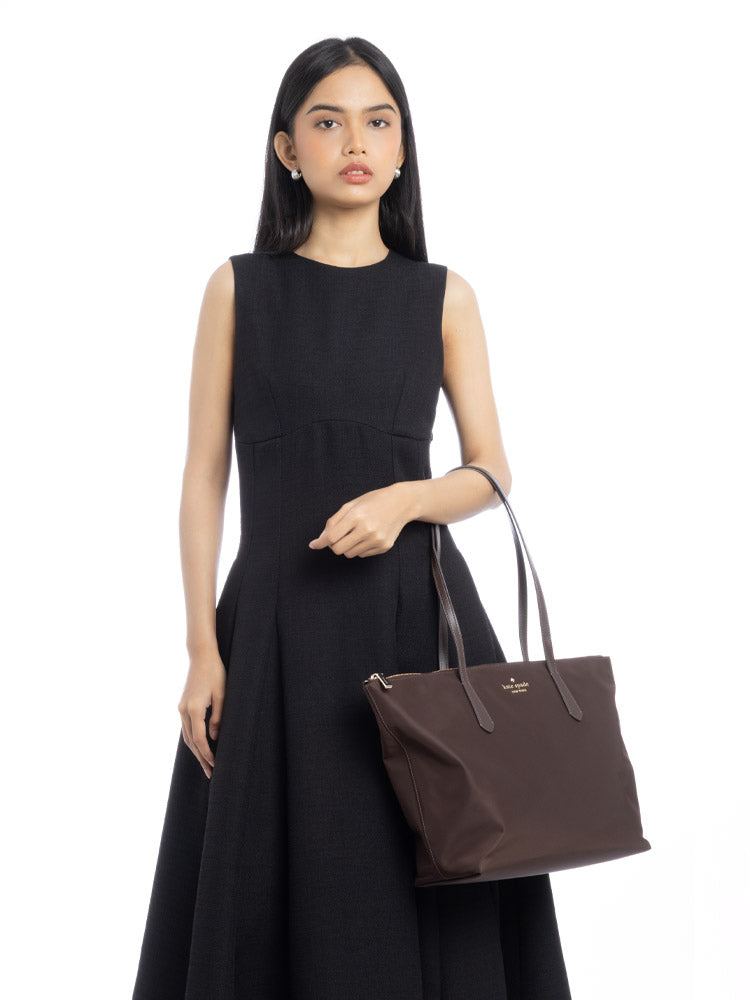 Kate Spade Kitt Nylon Large Tote Hot Fudge