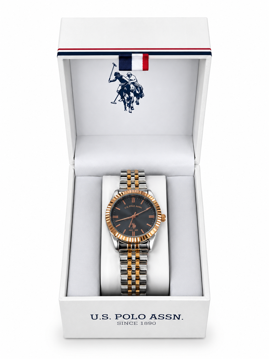 U.S Polo Assn ladies two tone link analog watch