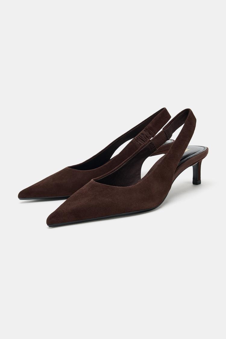 ZARA SUEDE KITTEN HEEL