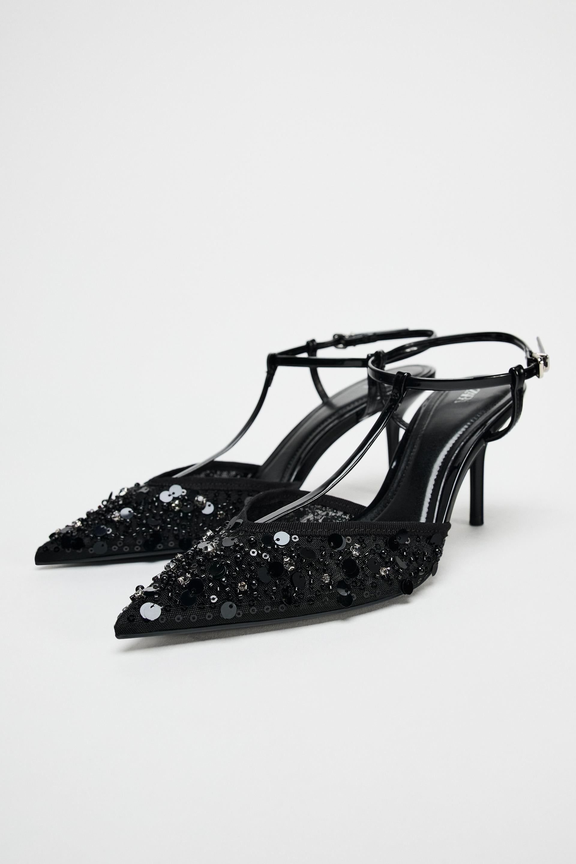 ZARA Slingback Rhinestone High‑Heel Shoes