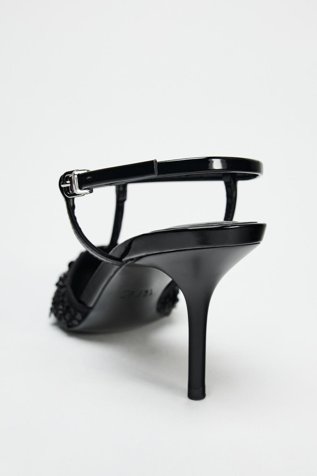 ZARA Slingback Rhinestone High‑Heel Shoes