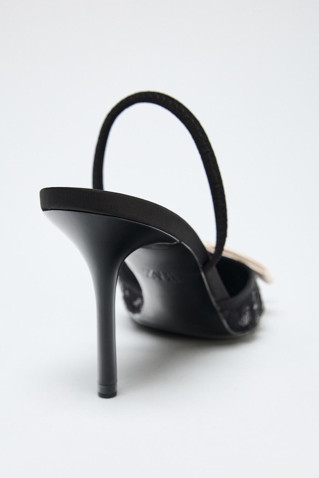 ZARA Sequin High‑Heel Shoes with Bow Detail