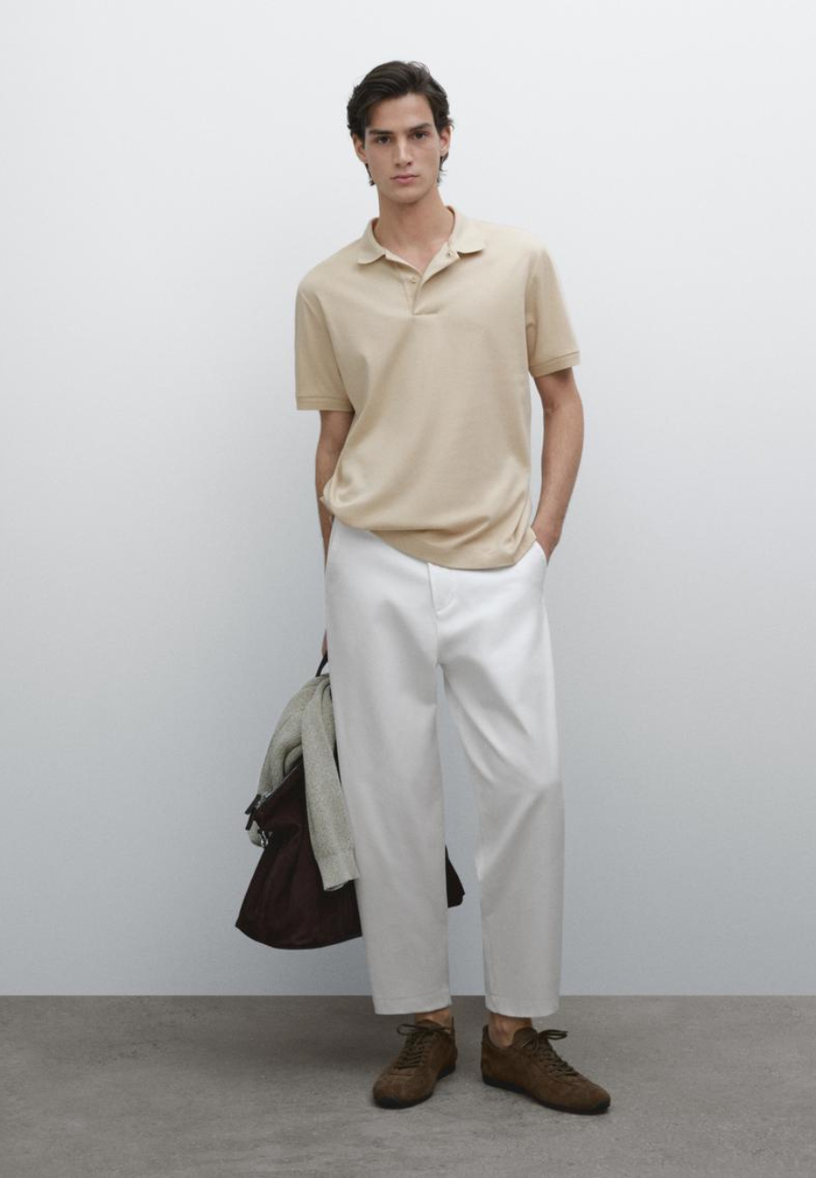 MASIMO DUTTI Short Sleeve Cotton Polo Shirt