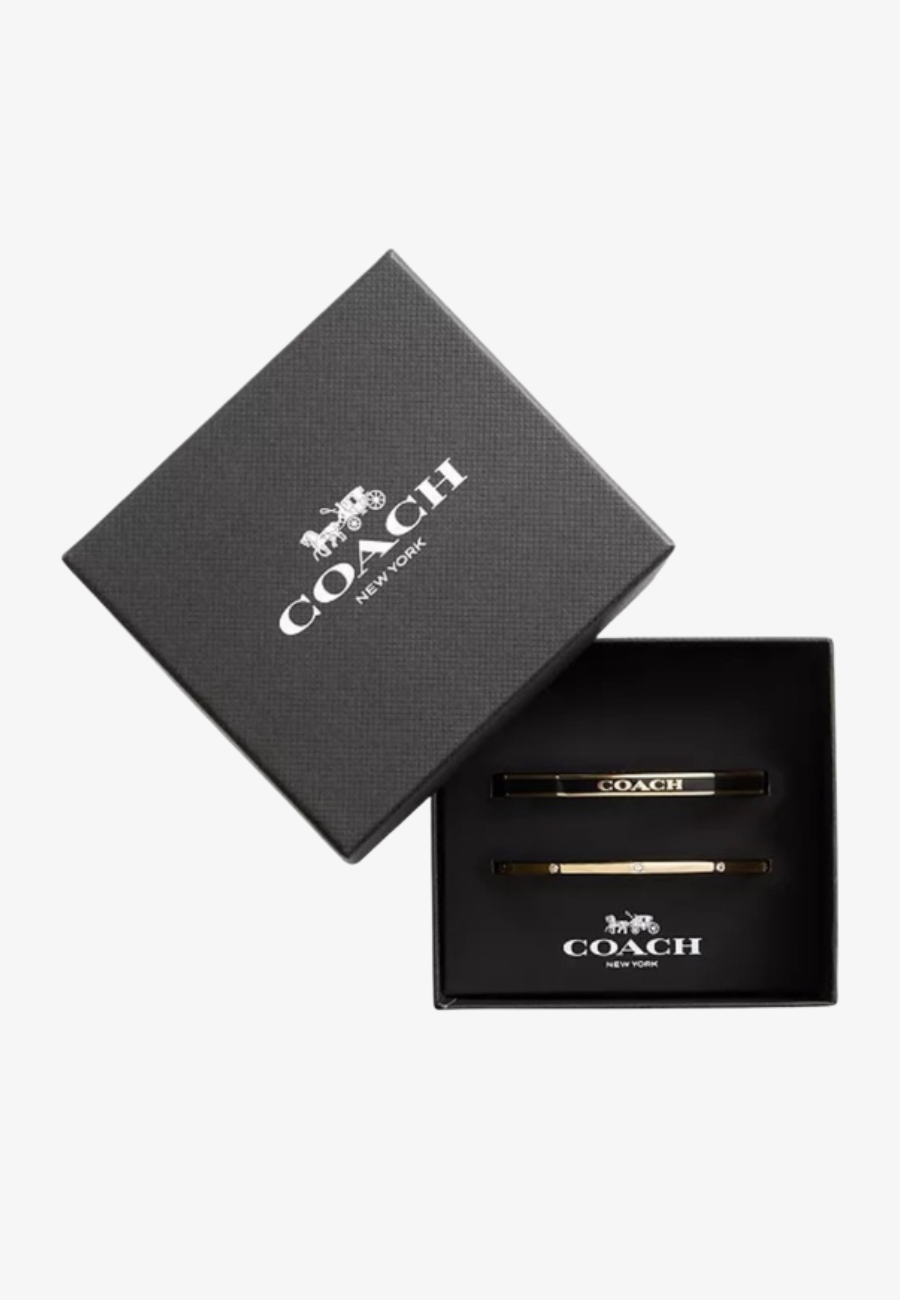 COACH Faux Stone Enamel Signature Bangle Bracelet Set