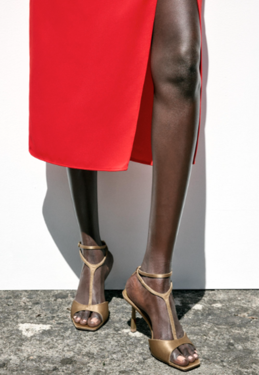 ZARA Satin‑Effect High‑Heel Sandals
