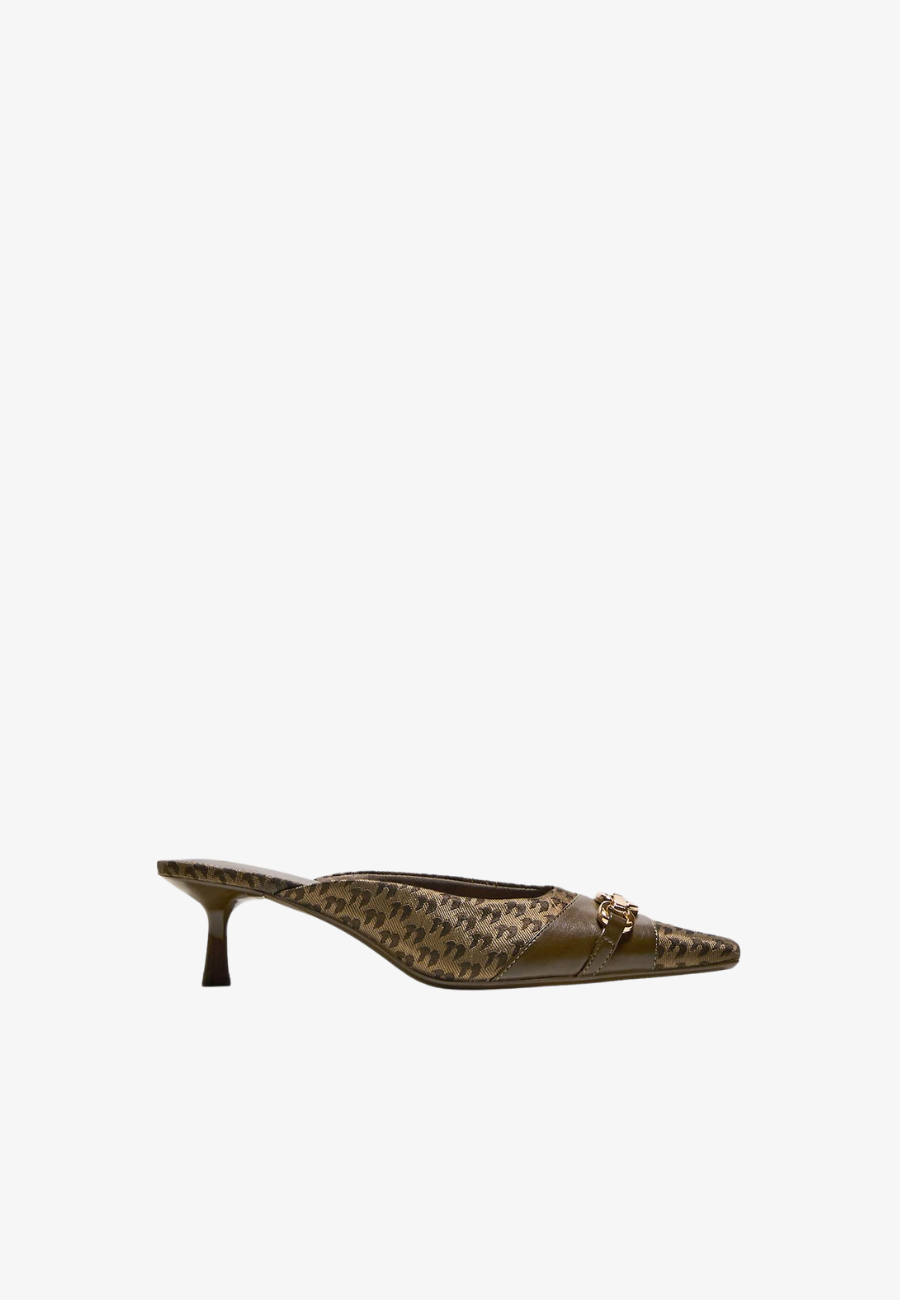 Bershka Monogram Kitten Heel Shoes