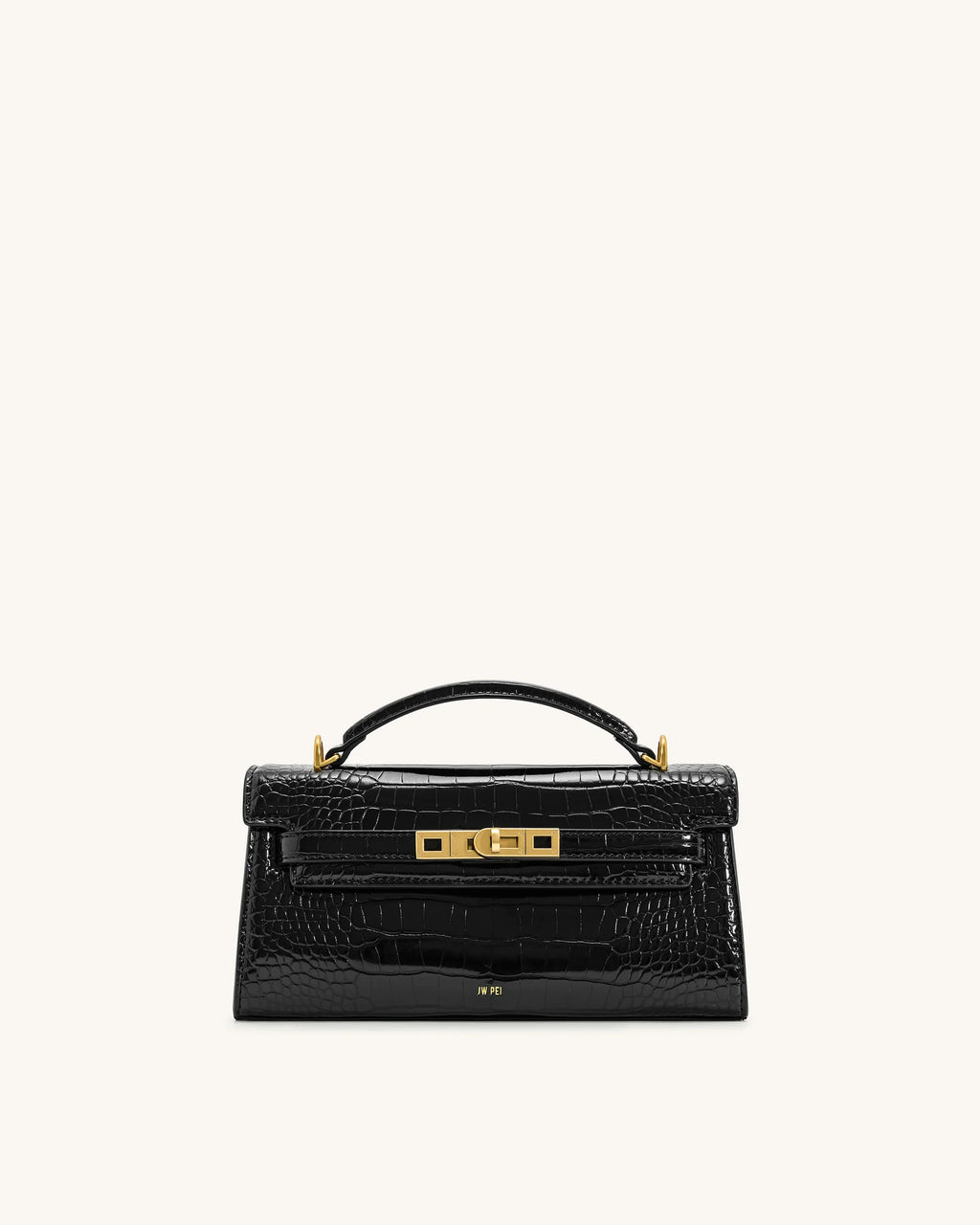 Noor Top Handle Bag - Black Croc