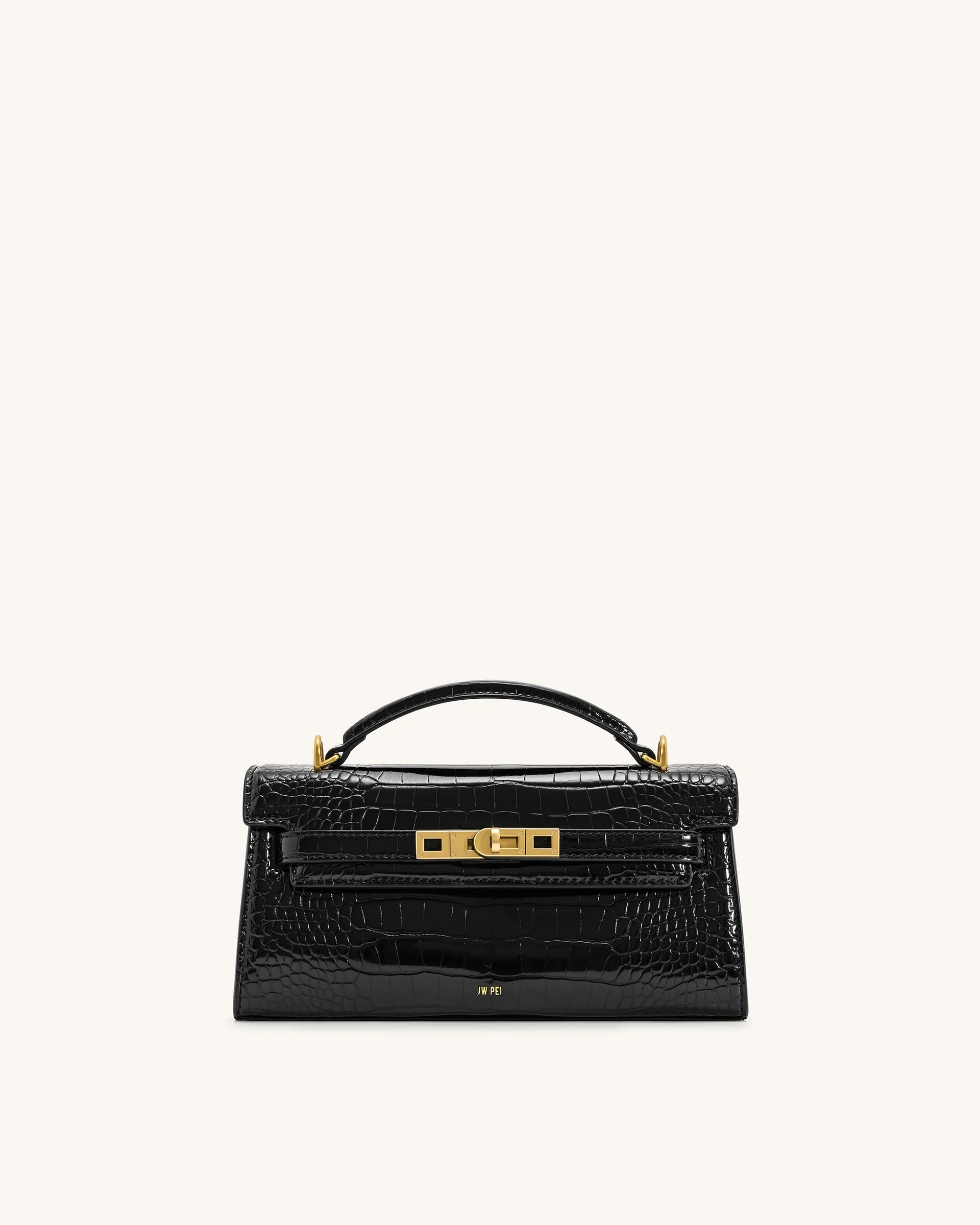 Noor Top Handle Bag - Black Croc