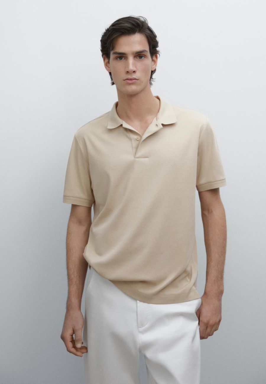 MASIMO DUTTI Short Sleeve Cotton Polo Shirt