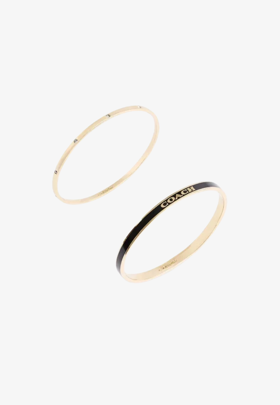 COACH Faux Stone Enamel Signature Bangle Bracelet Set