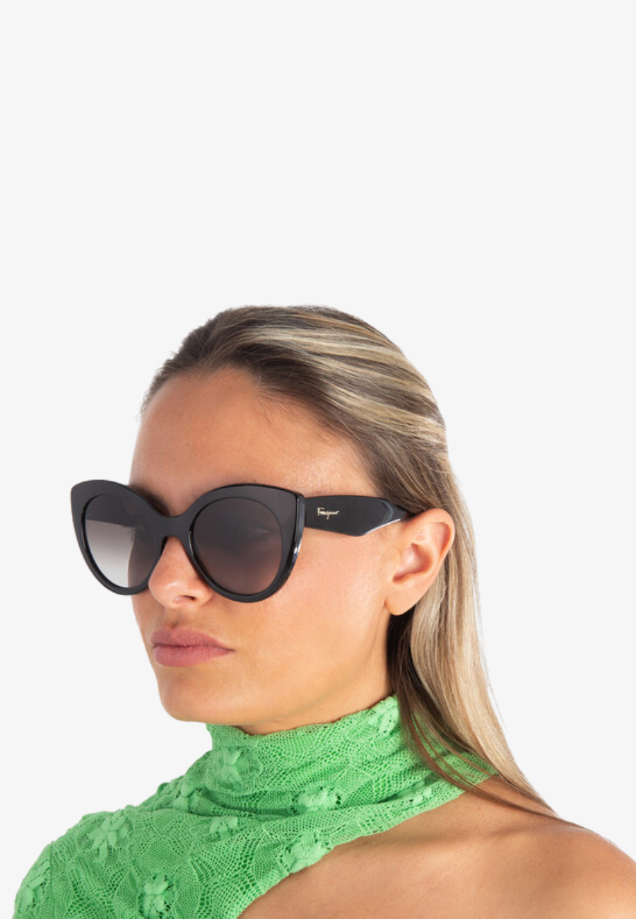 Ferragamo Salvatore Grey Gradient Butterfly Ladies Sunglasses