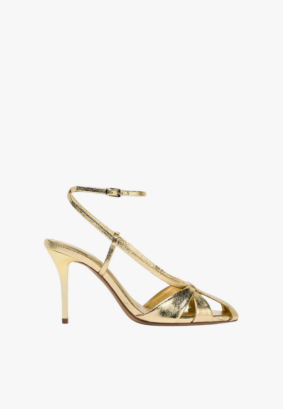 Zara Metallic Effect Strappy Heeled Sandals