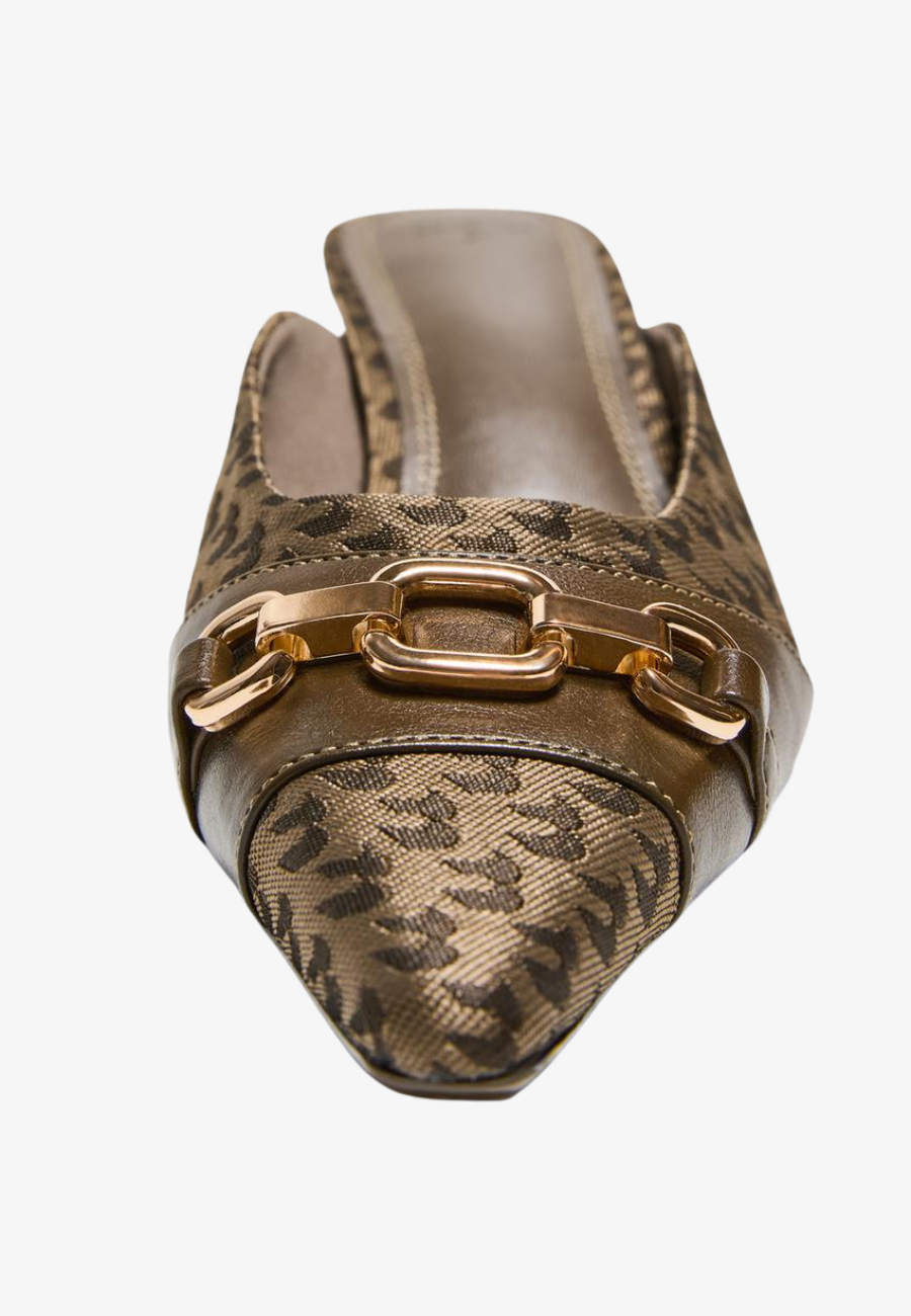 Bershka Monogram Kitten Heel Shoes