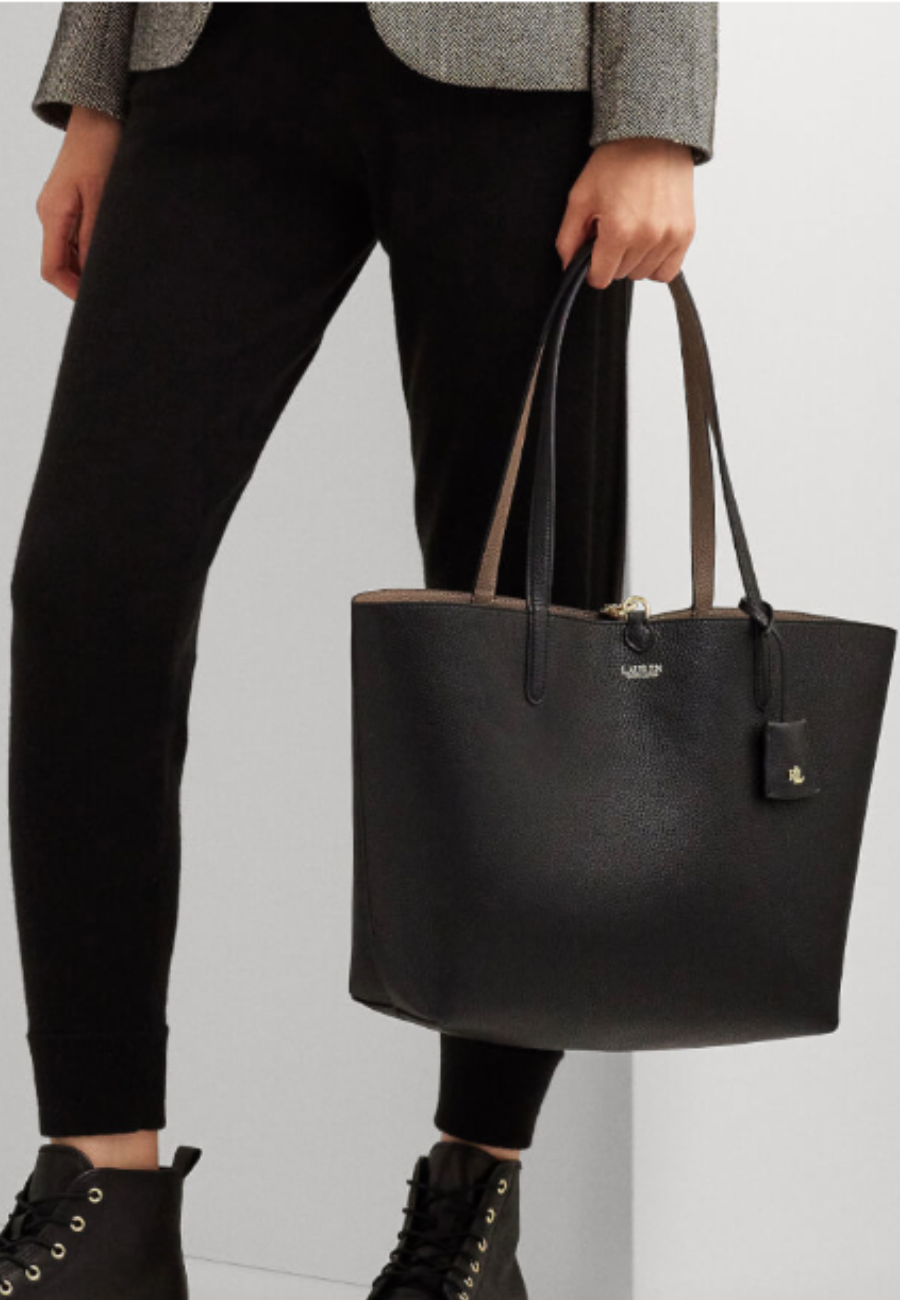 Lauren Ralph Lauren Reversible Leather Large Tote Bag