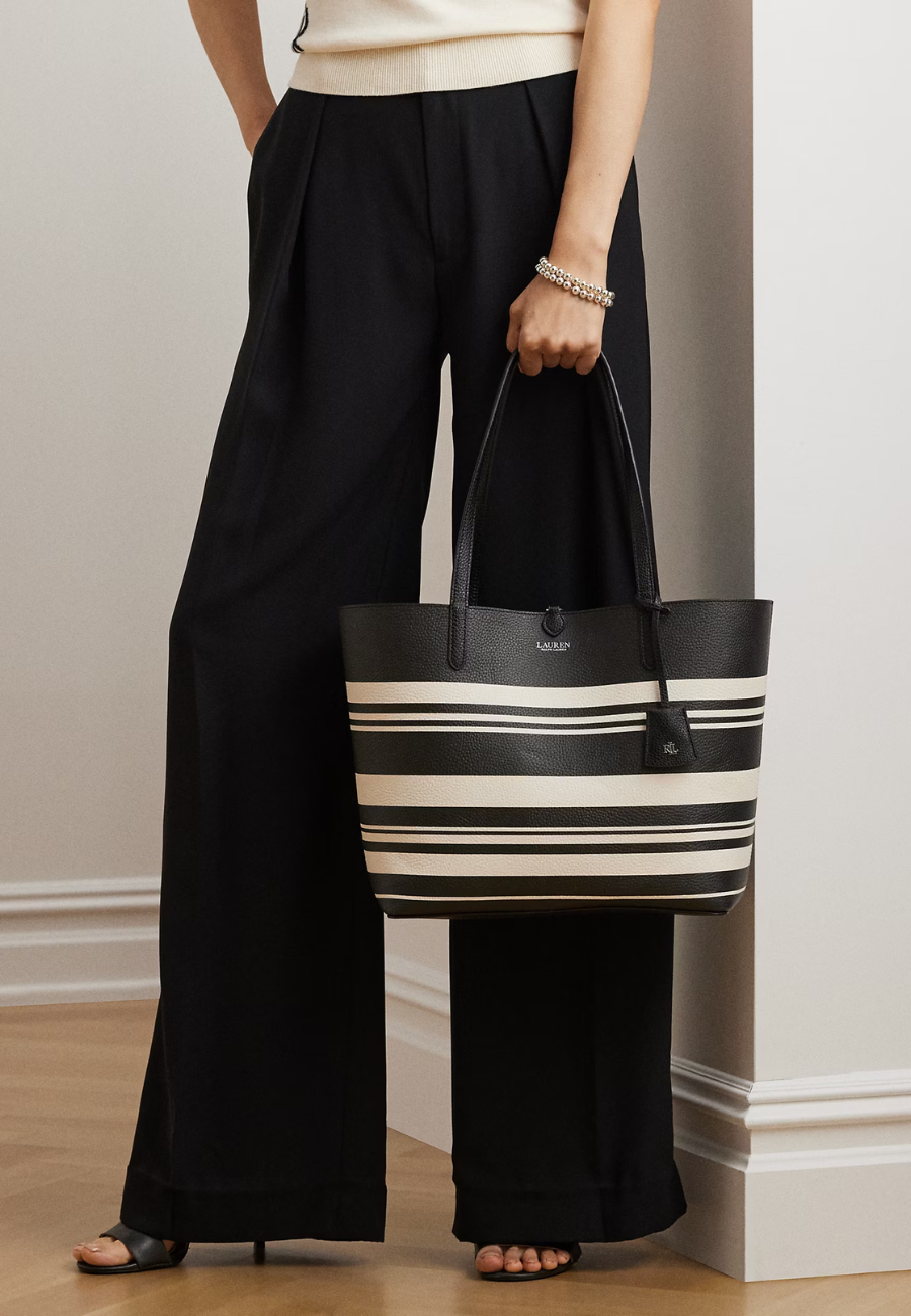 Lauren Ralph Lauren Reversible Striped Large Tote