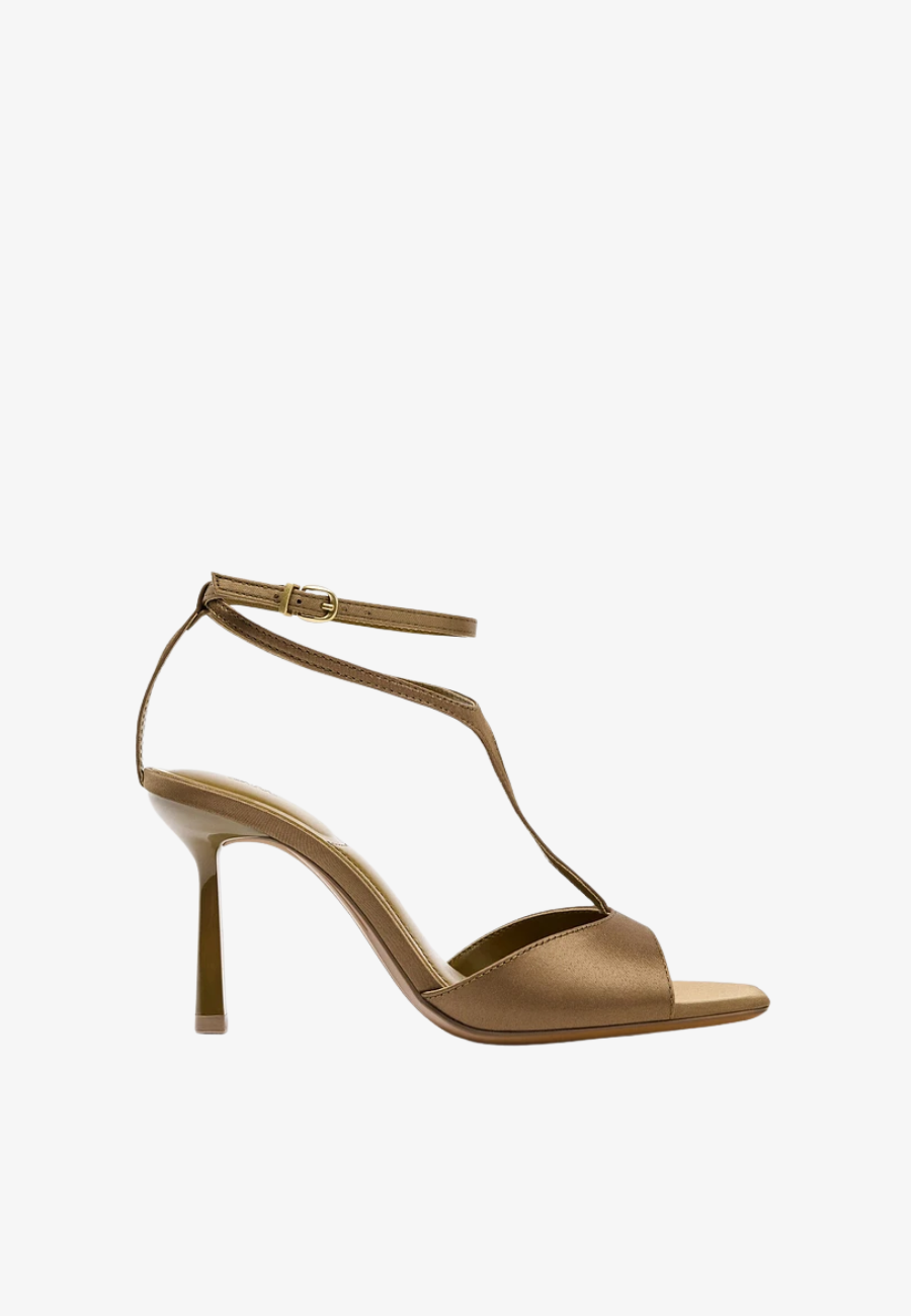 ZARA Satin‑Effect High‑Heel Sandals