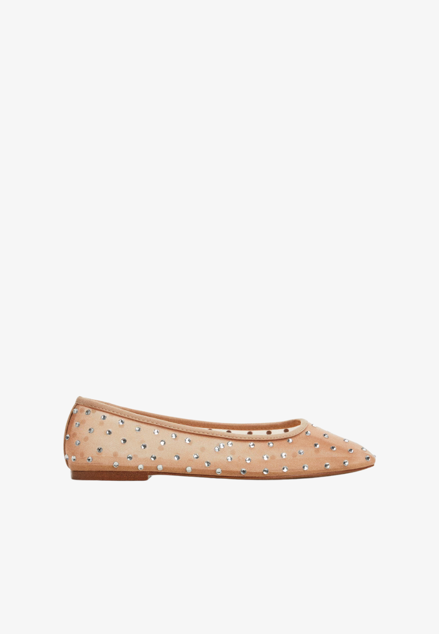 MANGO Rhinestone Ballet Flats