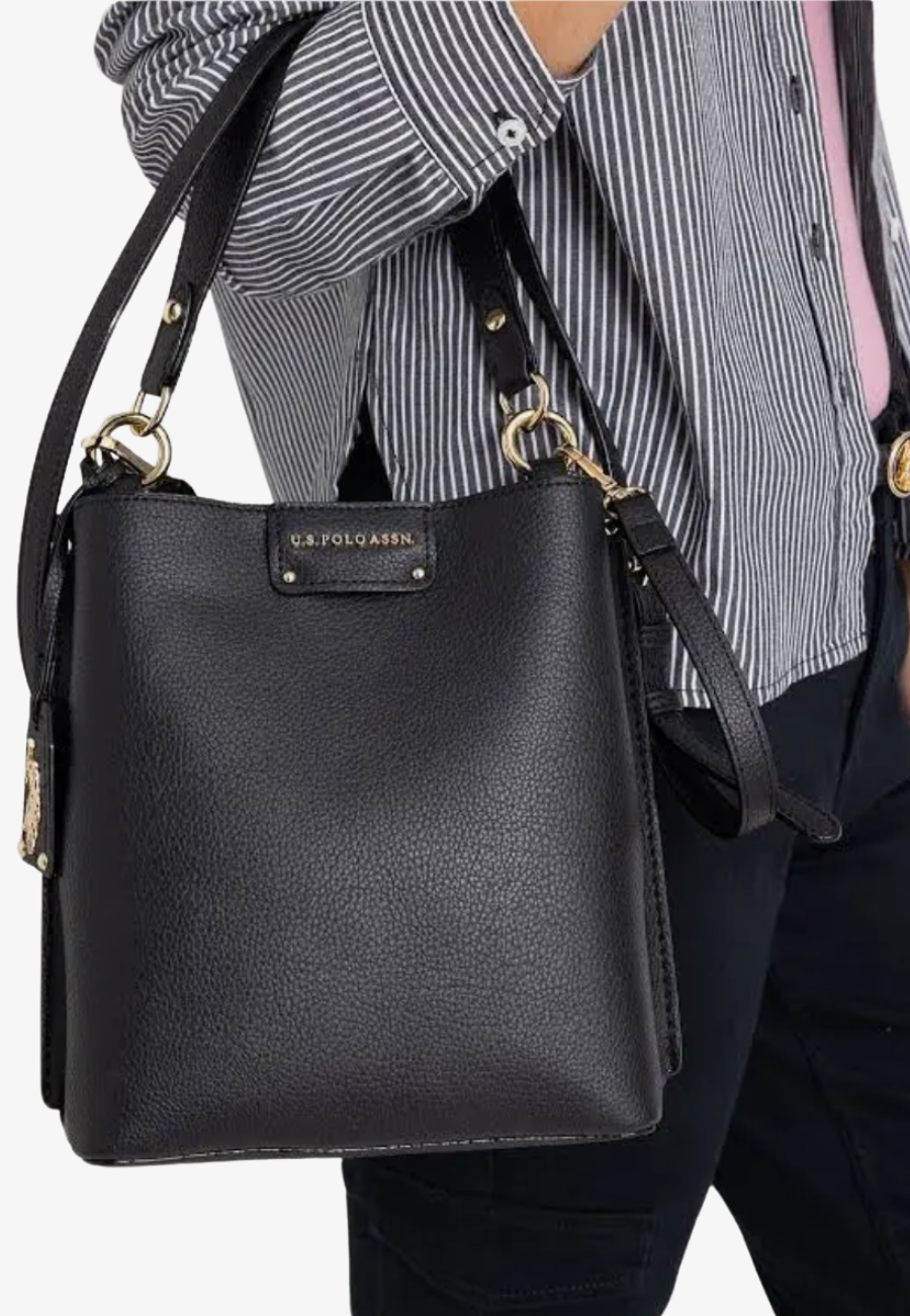 U.S Polo Assn Solid Bucket Bag with Crossbody Strap