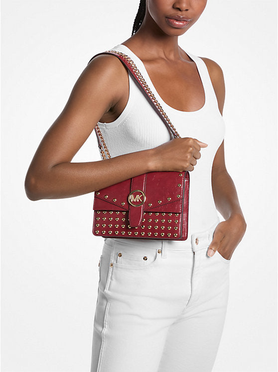 Greenwich Small Studded Distressed Crossbody Bag