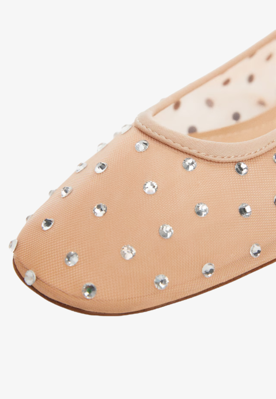 MANGO Rhinestone Ballet Flats