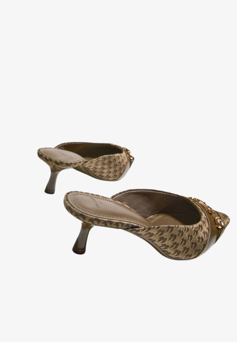 Bershka Monogram Kitten Heel Shoes