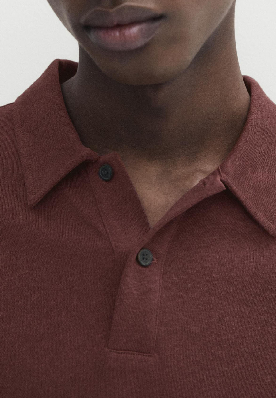 MASIMO DUTTI Textured Piqué Short Sleeve Polo Shirt