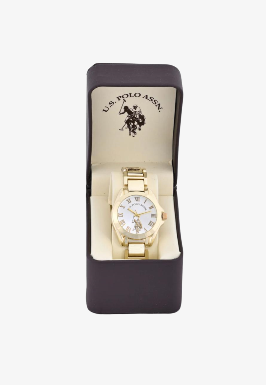 U.S Polo Assn Ladies Goldtone Bracelet Watch with Silver Dial