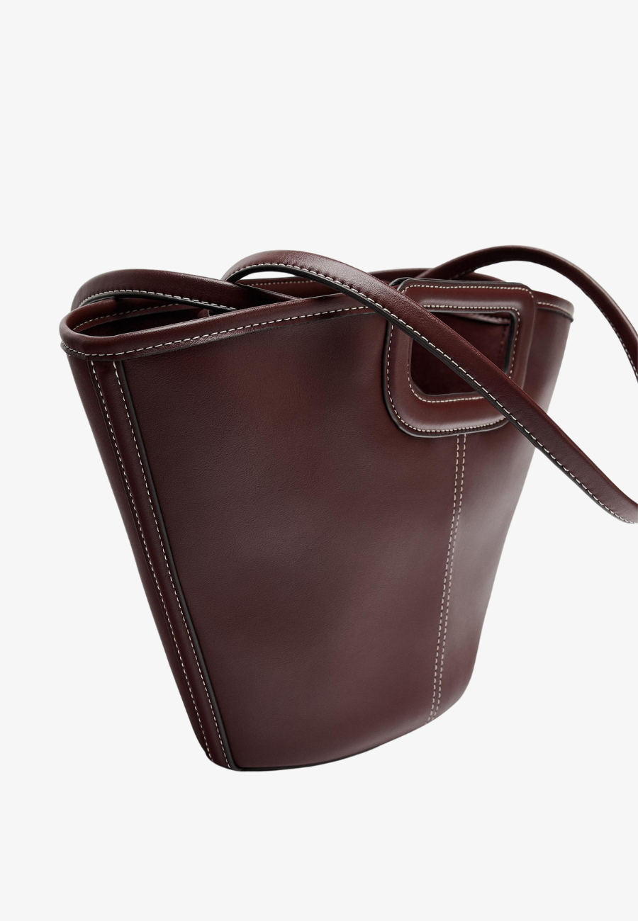 Zara Topstitched Tote Bag