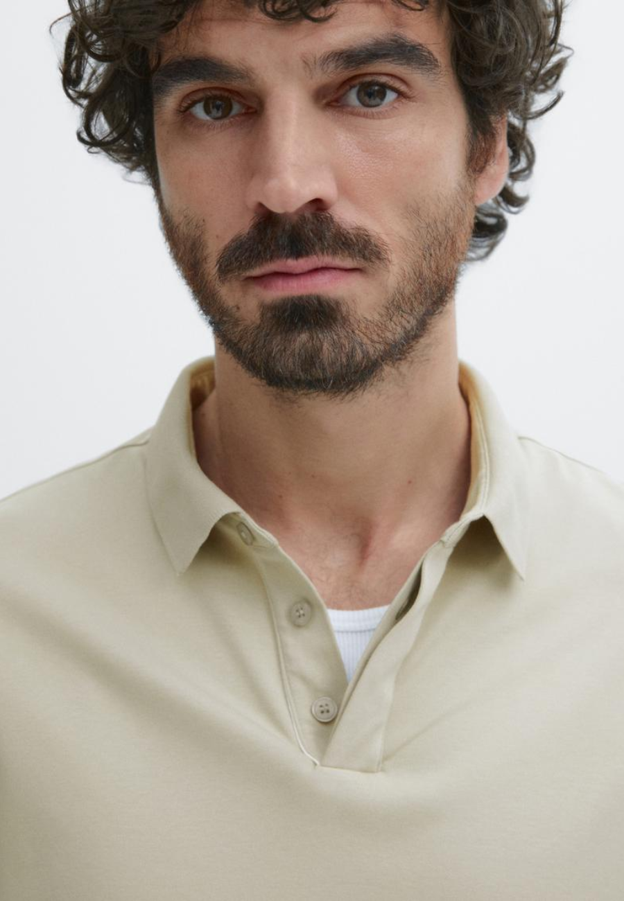MASIMO DUTTI Cotton Blend Short Sleeve Polo Shirt