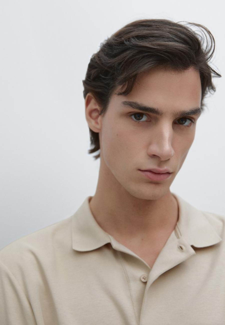 MASIMO DUTTI Short Sleeve Cotton Polo Shirt