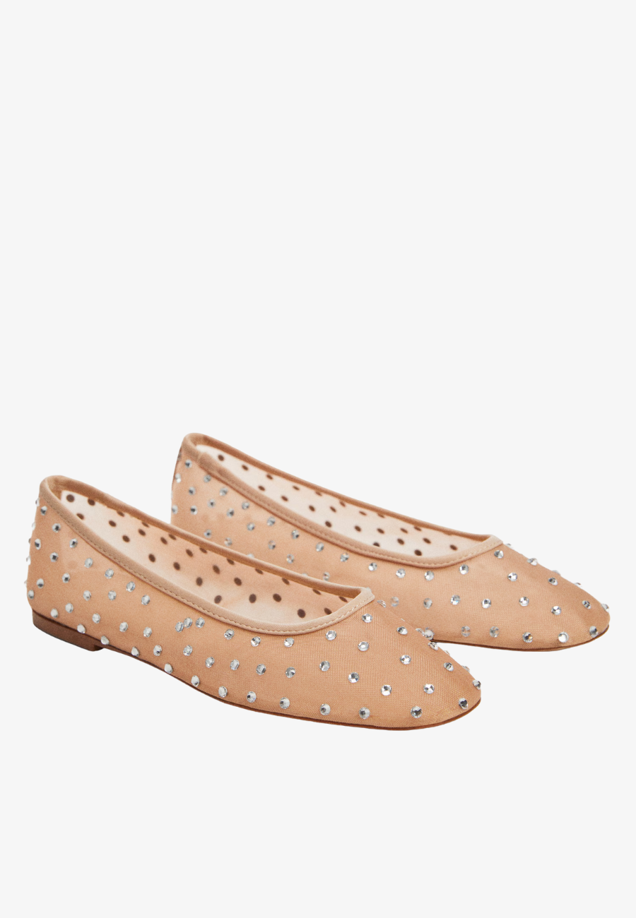 MANGO Rhinestone Ballet Flats