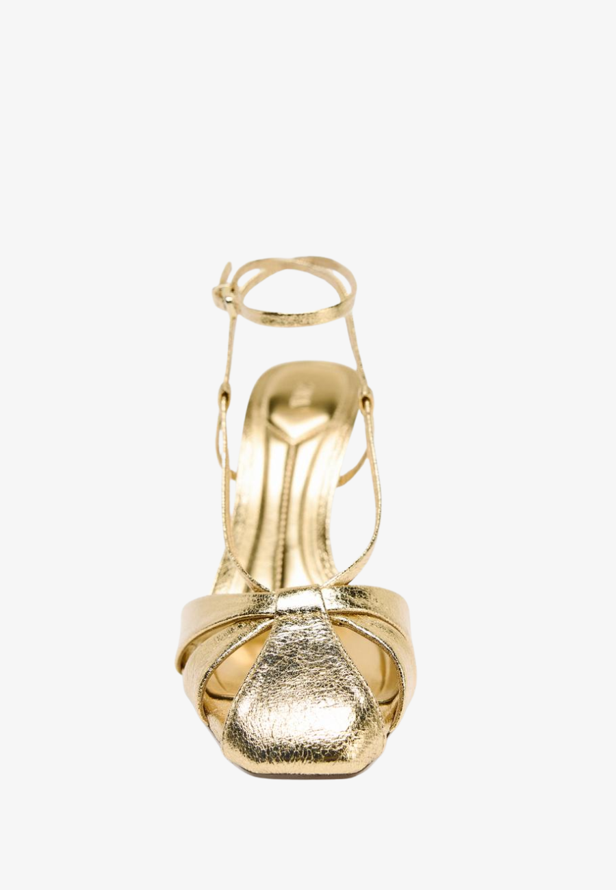 Zara Metallic Effect Strappy Heeled Sandals