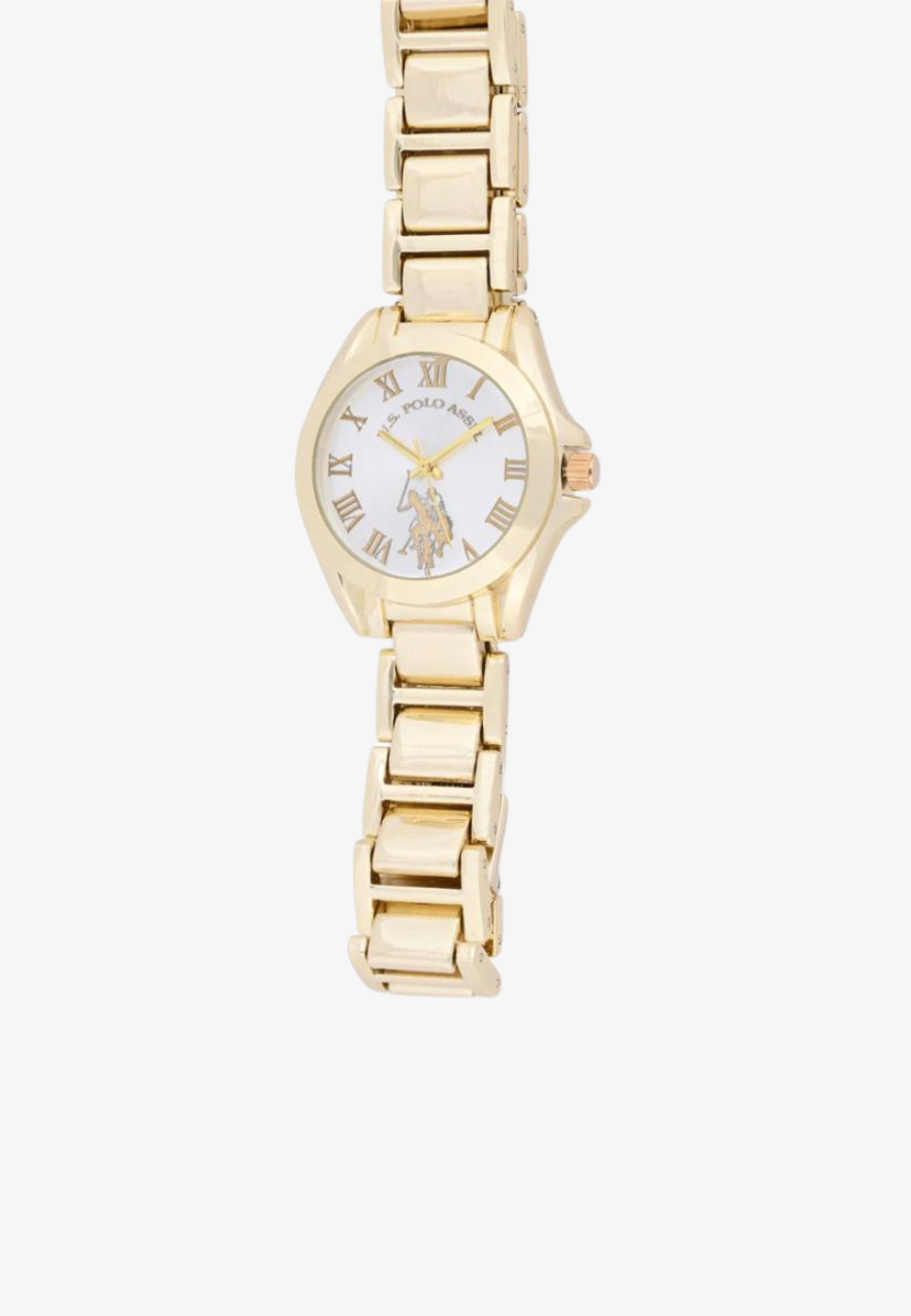 U.S Polo Assn Ladies Goldtone Bracelet Watch with Silver Dial