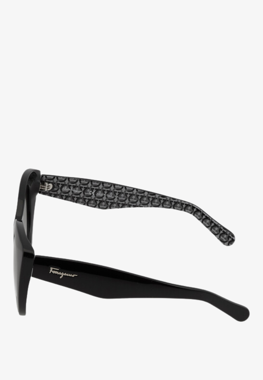 Ferragamo Salvatore Grey Gradient Butterfly Ladies Sunglasses