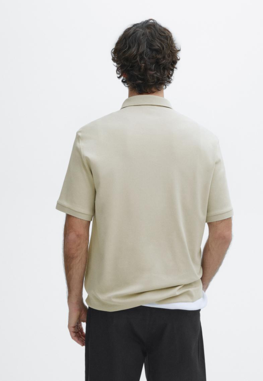 MASIMO DUTTI Cotton Blend Short Sleeve Polo Shirt