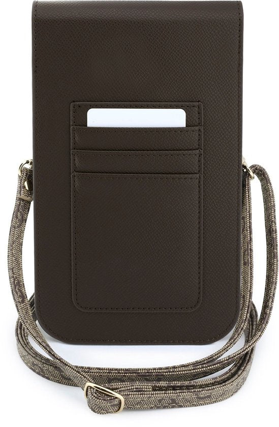 Guess Phone Bag Crossbody Bag - 4G Logo - Faux Leather - Brown