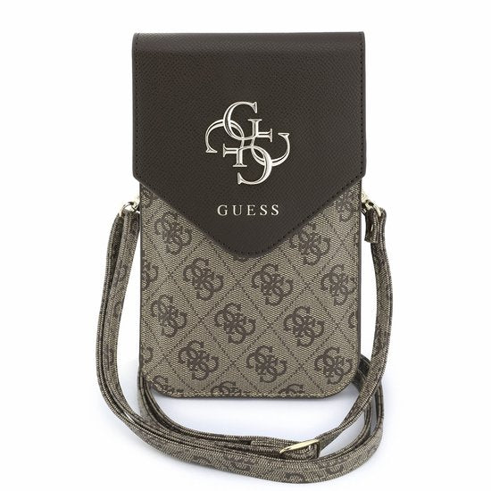 Guess Phone Bag Crossbody Bag - 4G Logo - Faux Leather - Brown