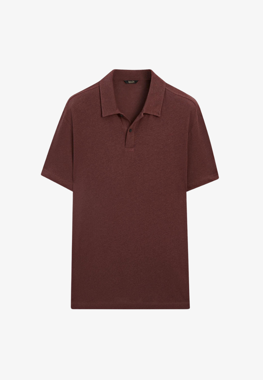 MASIMO DUTTI Textured Piqué Short Sleeve Polo Shirt