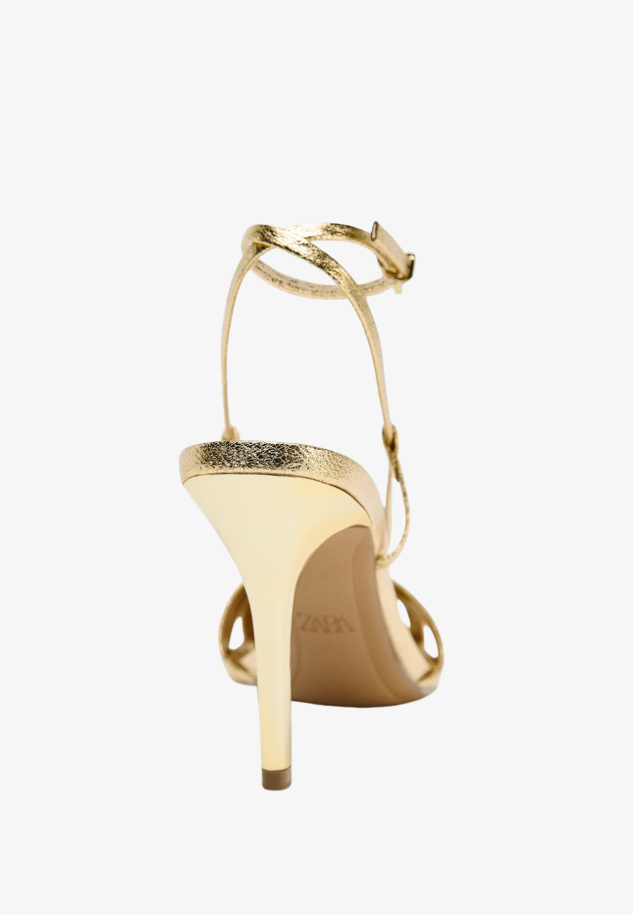 Zara Metallic Effect Strappy Heeled Sandals