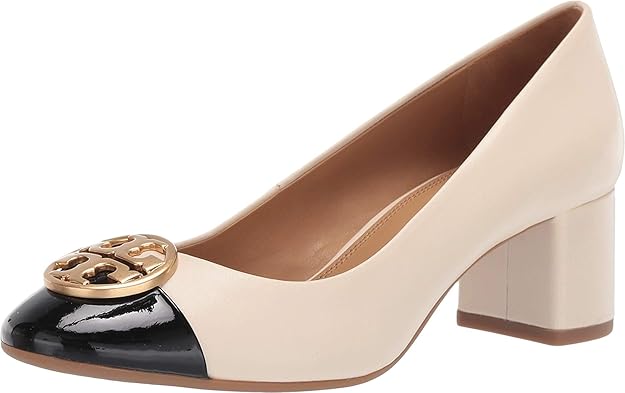 Tory Burch Women's Color Block New Cream Black Chelsea Pumps Shoes