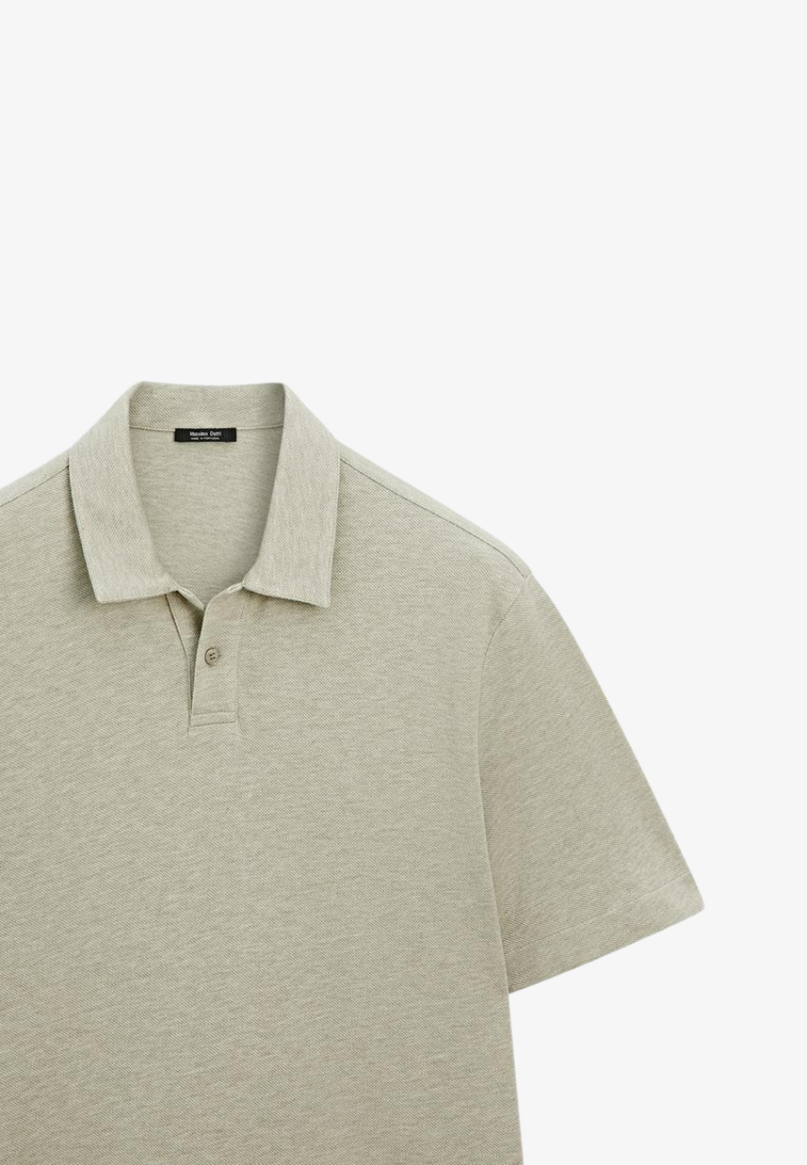 MASIMO DUTTI Textured Piqué Short-Sleeved Polo Shirt