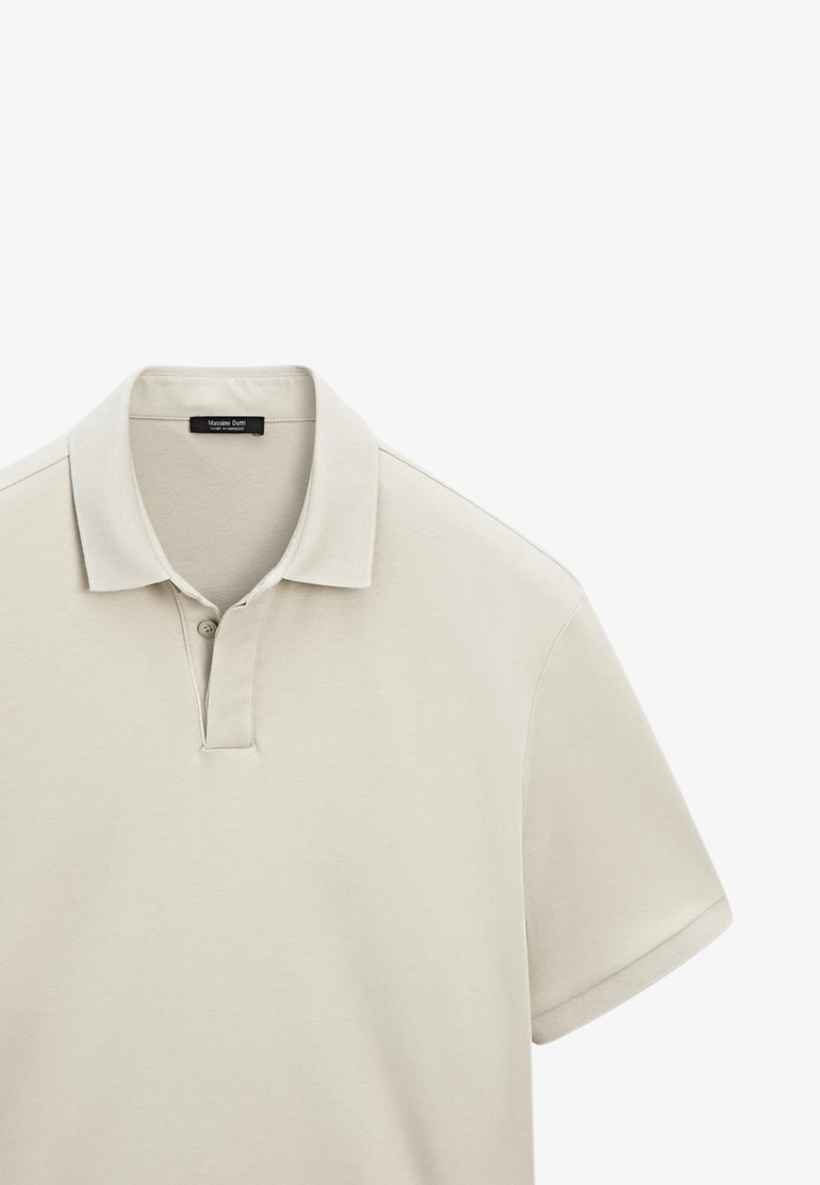 MASIMO DUTTI Cotton Blend Short Sleeve Polo Shirt