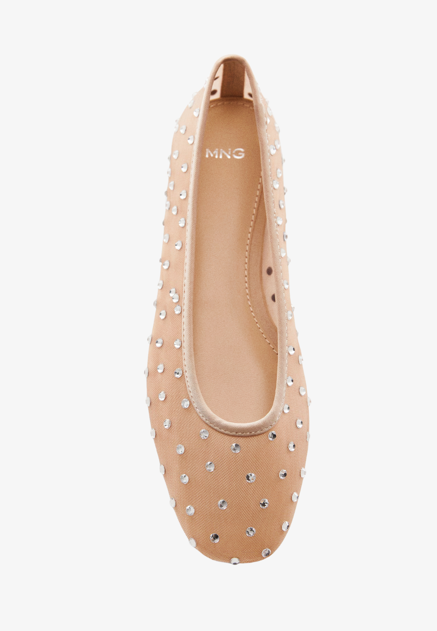 MANGO Rhinestone Ballet Flats