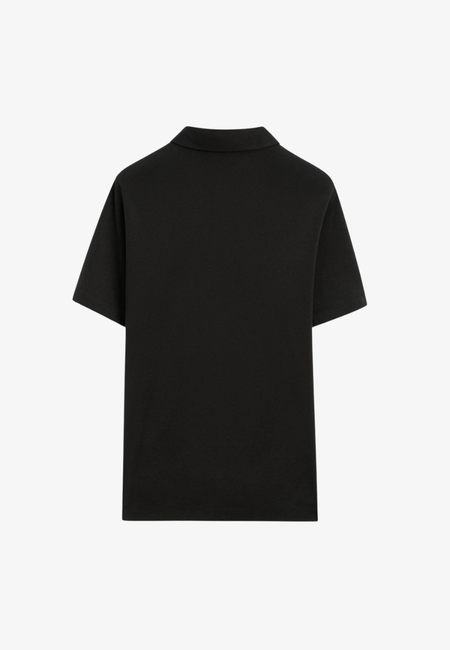 Massimo Dutti 100% Cotton Short Sleeve Polo Shirt - Black