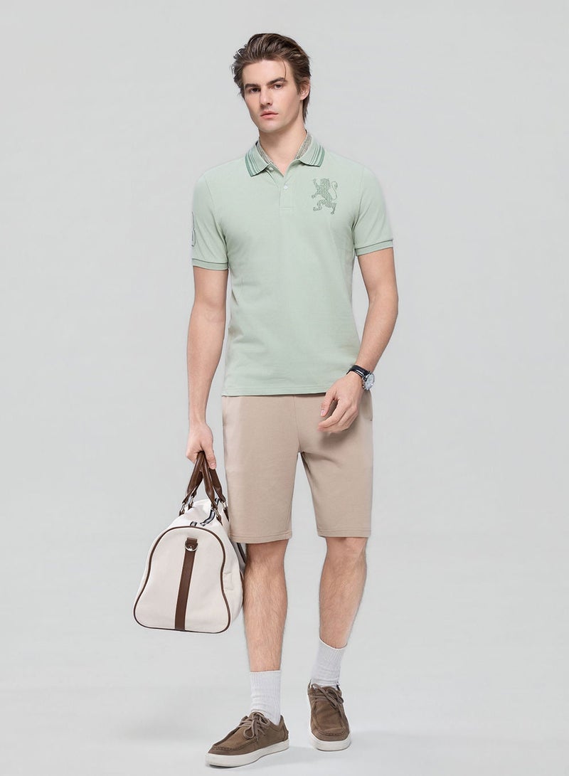 Men’s Cotton Slim Polo with 3D Lion Embroidery