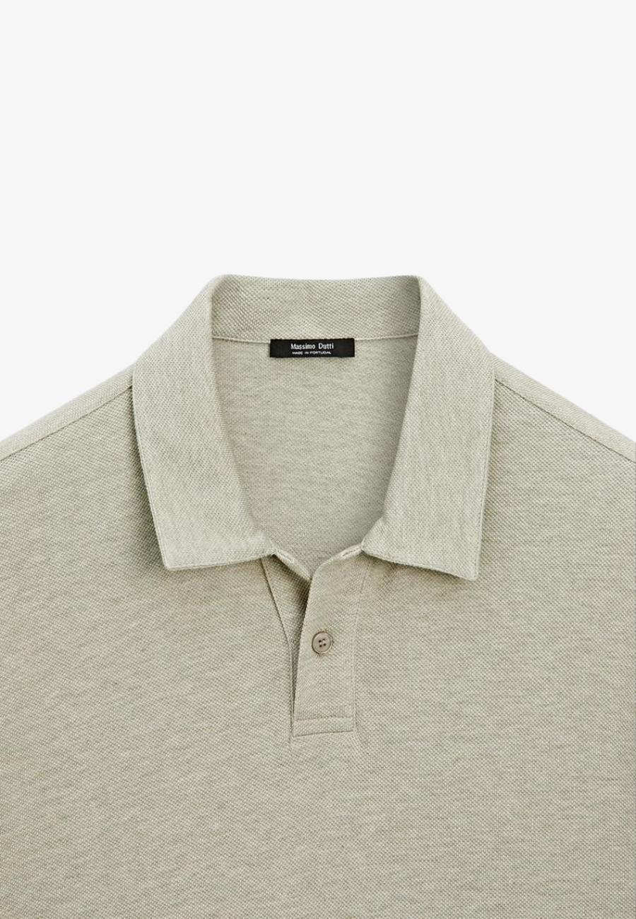 MASIMO DUTTI Textured Piqué Short-Sleeved Polo Shirt