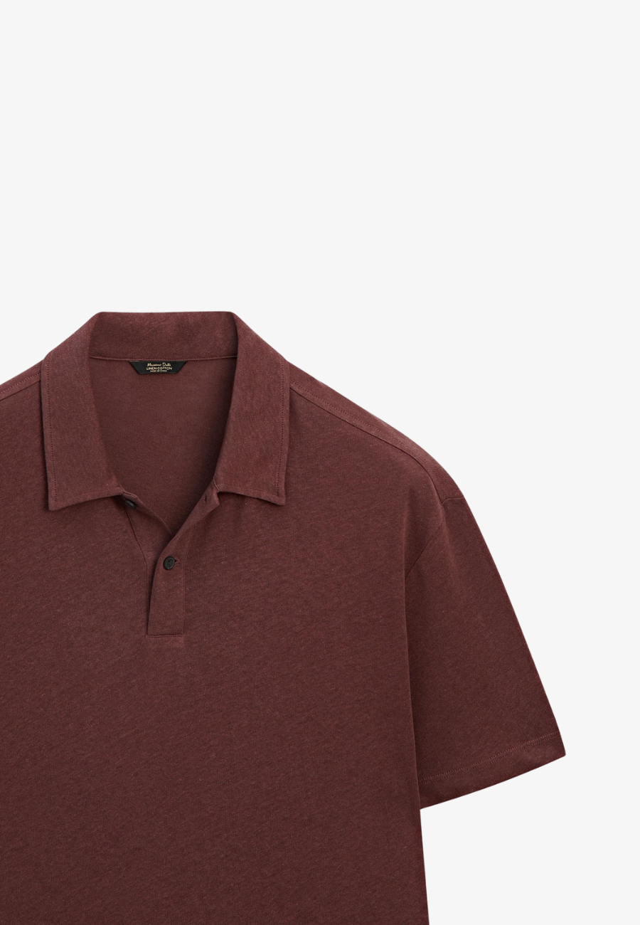 MASIMO DUTTI Textured Piqué Short Sleeve Polo Shirt
