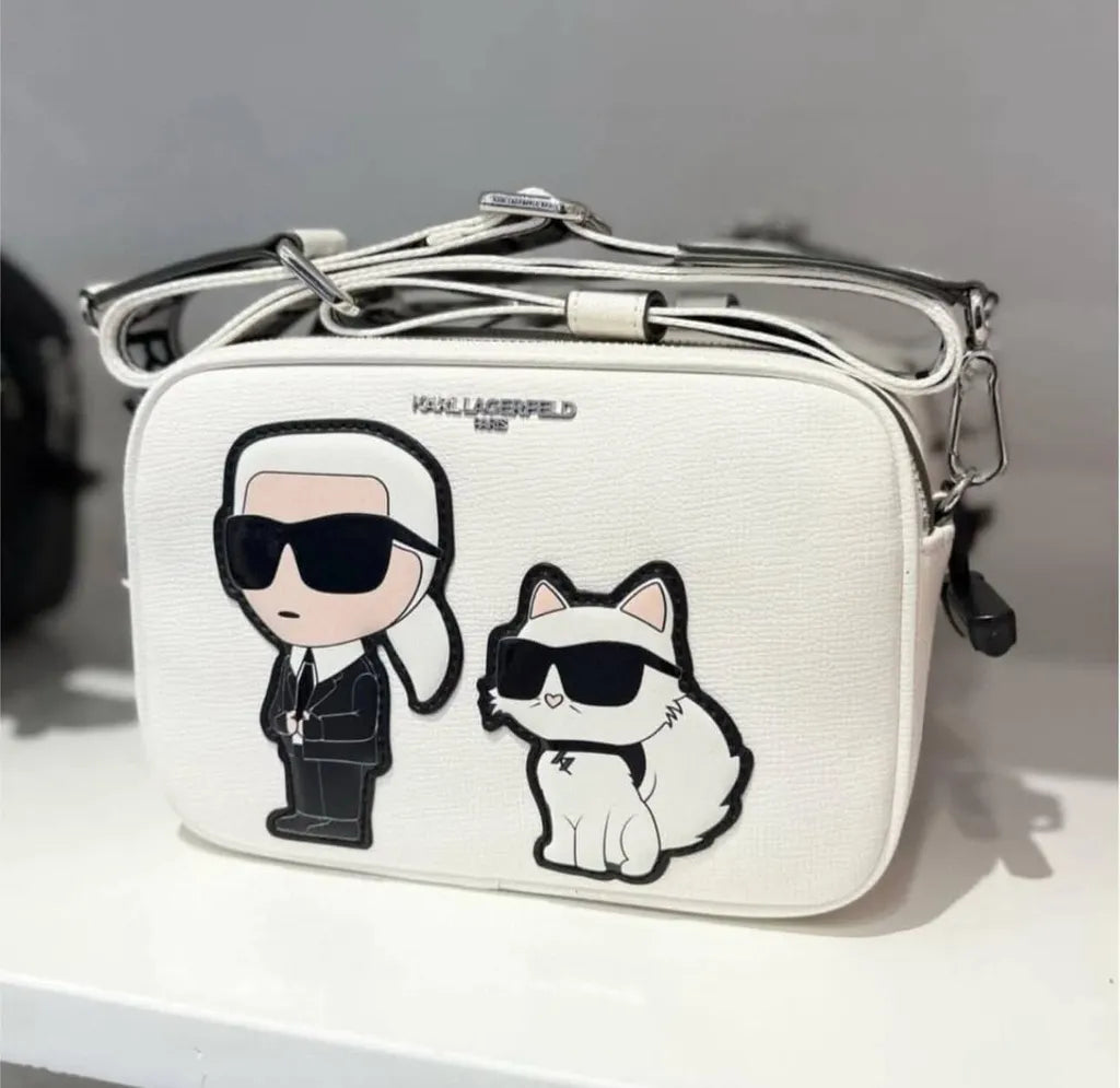 KARL LAGERFELD Maybelle Round Head Duo Camera Crossbody In White
