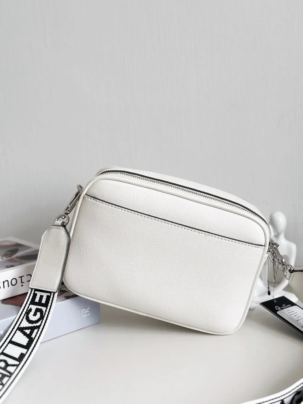 KARL LAGERFELD Maybelle Round Head Duo Camera Crossbody In White