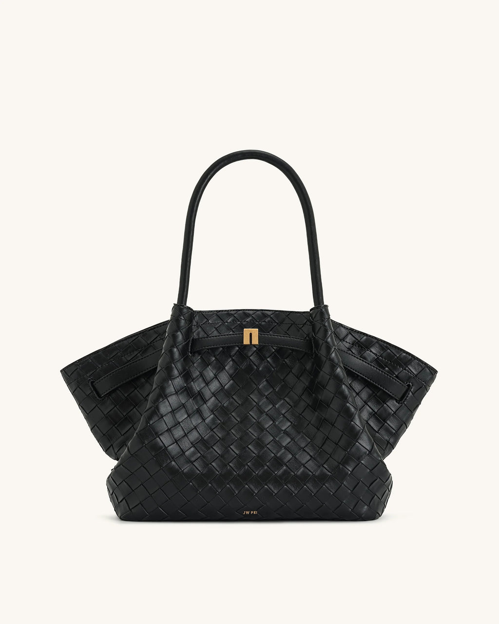 Hana Medium Weave Texture Tote Bag - Black